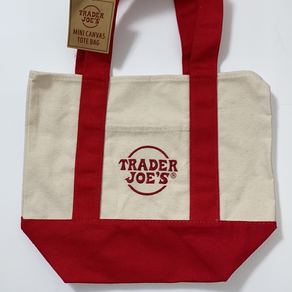 NWT Trader Joe’s MINI Red Canvas Tote - Picture 3 of 5